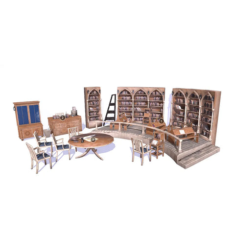 Medieval Library Model Pack low-poly 3D Model-Nvanc